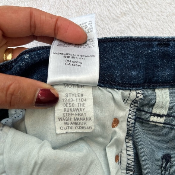 Mother The Runaway Step Fray Jeans Size 25 Medium Wash Bootcut - Picture 12 of 17